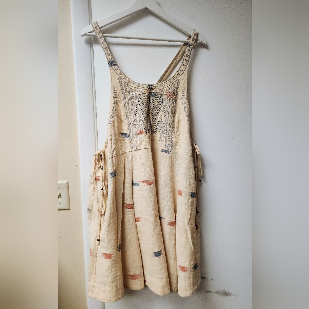 Free People Daydreamer Embroidered Boho Mini Dress With Pockets Size M - Picture 2 of 14